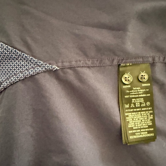 TED BAKER Navy Dress Shirt | Bold Cuff Detail | Luxe Stretch Fit | L - Picture 4 of 14